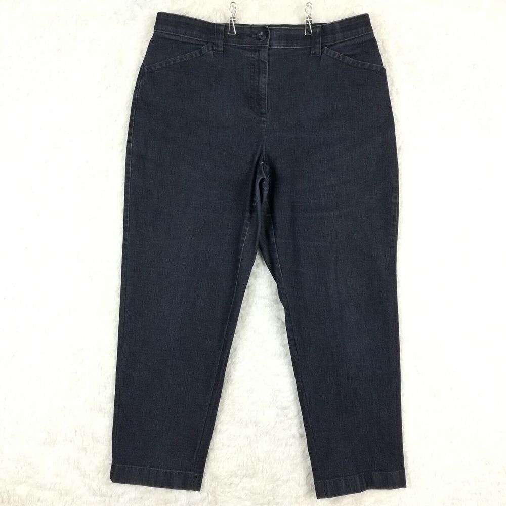 L.L. Bean Womens Jeans Classic Fit Tapered Leg Denim Blue Flex Waist Petite 14P‎